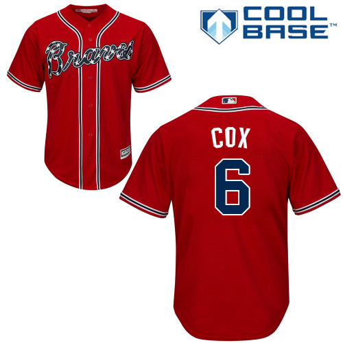 Braves #6 Bobby Cox Red Cool Base Stitched Youth MLB Jersey
